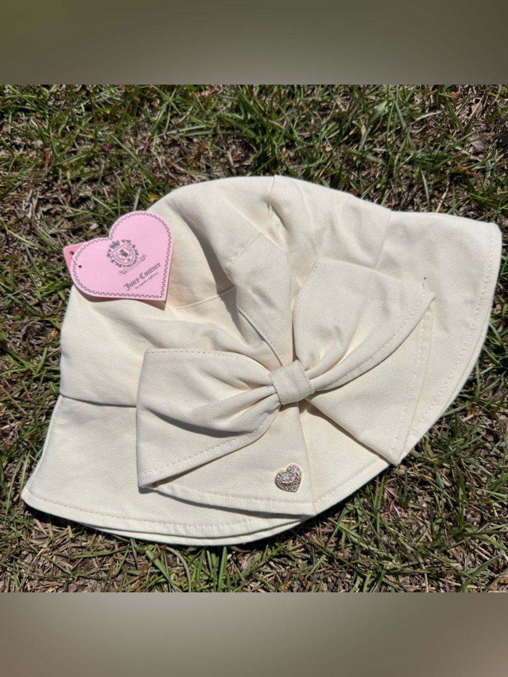 Juicy Couture Cream Bow Bucket Hat NWT Coquette Y2K Ivory